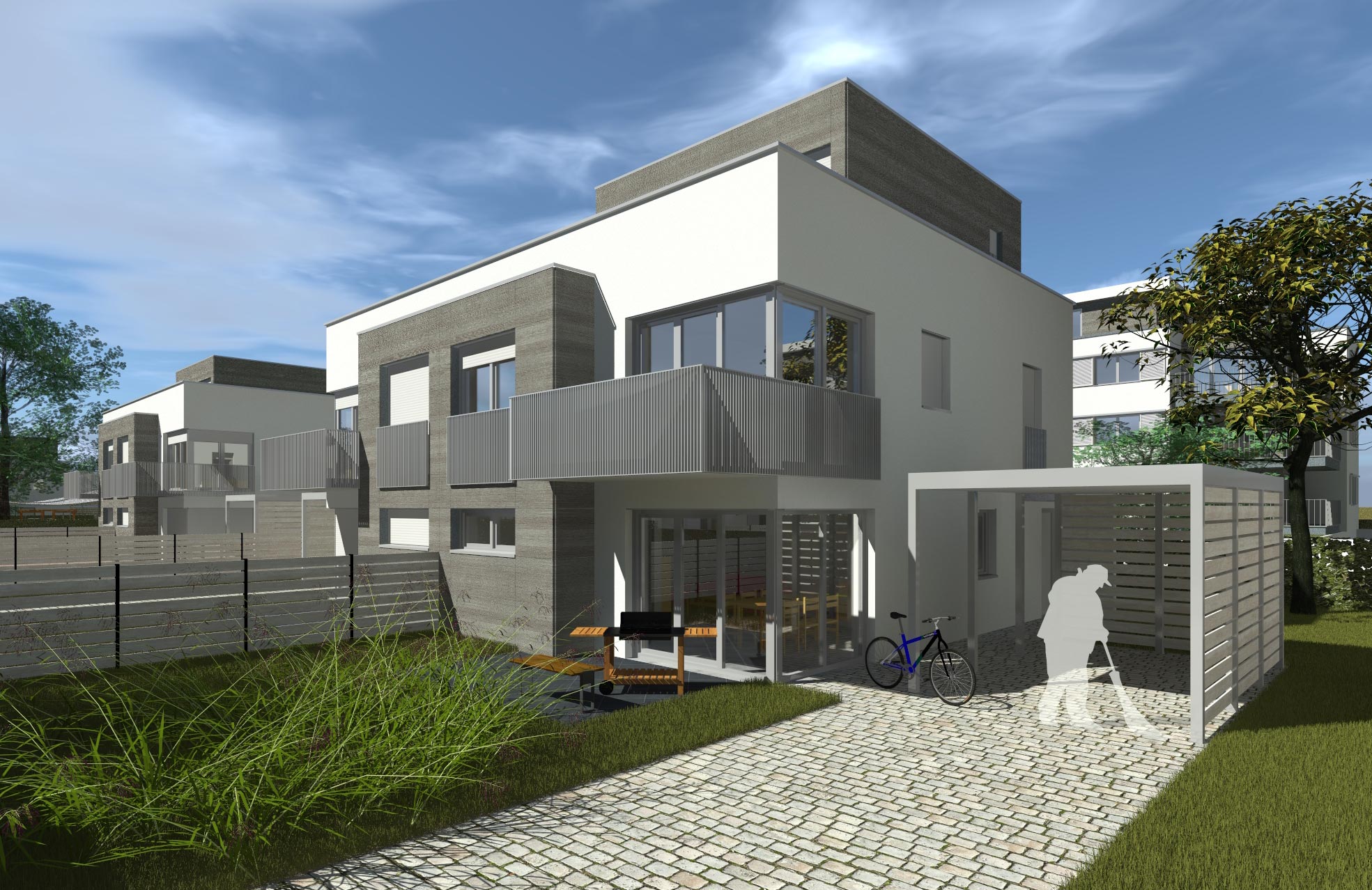 Doppelhaus Front Visualisierung